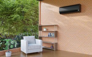 Une climatisation noire dans un appartement moderne