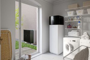 Une pompe à chaleur daikin dans une buanderie