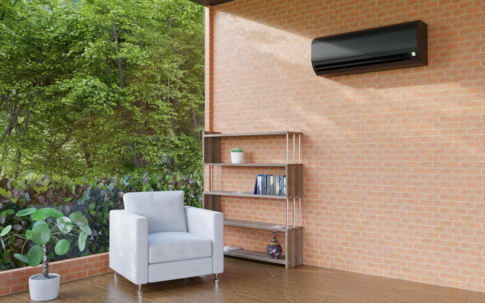 Une climatisation noire dans un appartement moderne