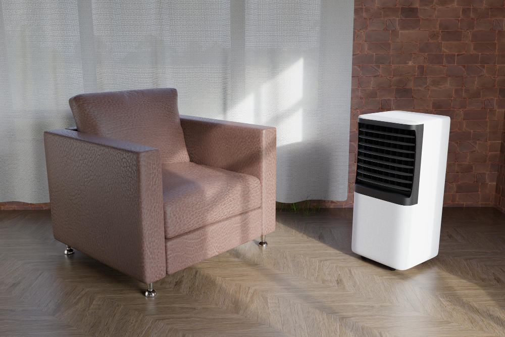 Une climatisation mobile dans un salon